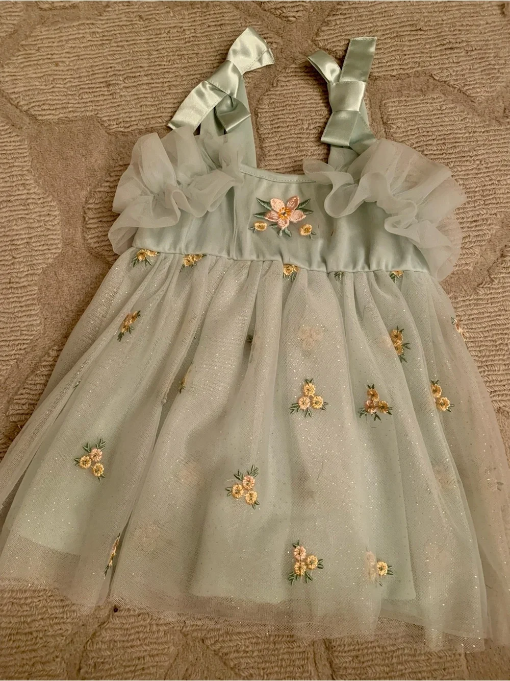 Audrey Camille Toddler 18m Mint Green Embroidered Tulle Party Dress